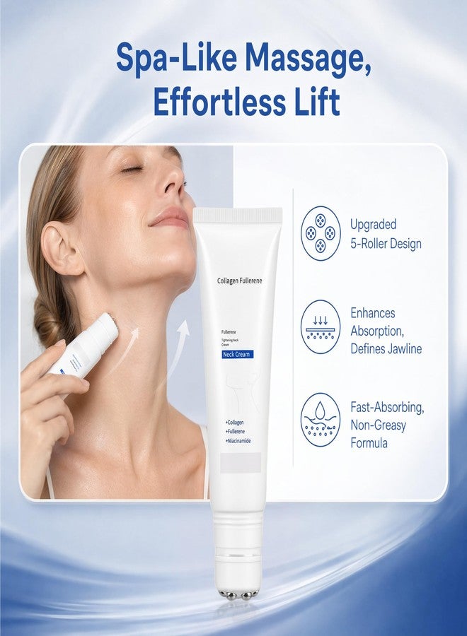 Aigomc Magic Collagen Fullerene Neck Cream, Magic Cream, Tighten and Lift Firming Neck Cream for Crepey Skin, Collagen Neck Cream with Five Rollers, Wrinkles and Tightening for Skin Types ﻿ ﻿ - Image 5