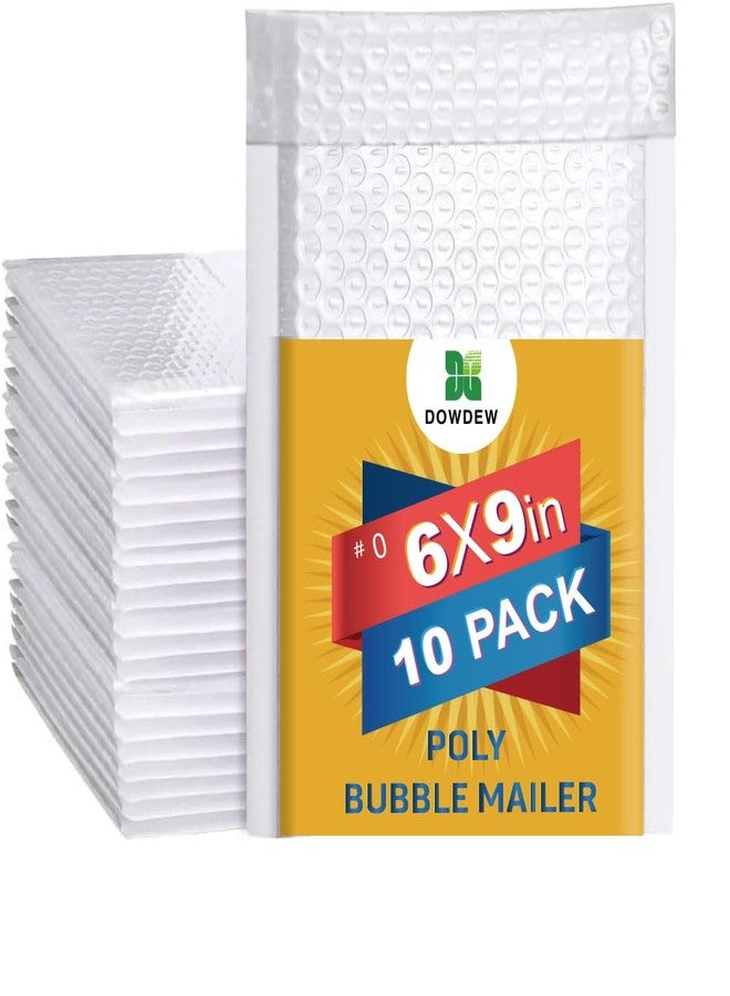 DowDew Water Resistant Bubble Envelope Mailers [10 Pack] 6 inch x 9 inch #0 White Poly Padded Shipping Envelopes Self Sealing Cushioned Packaging Bags - Image 1