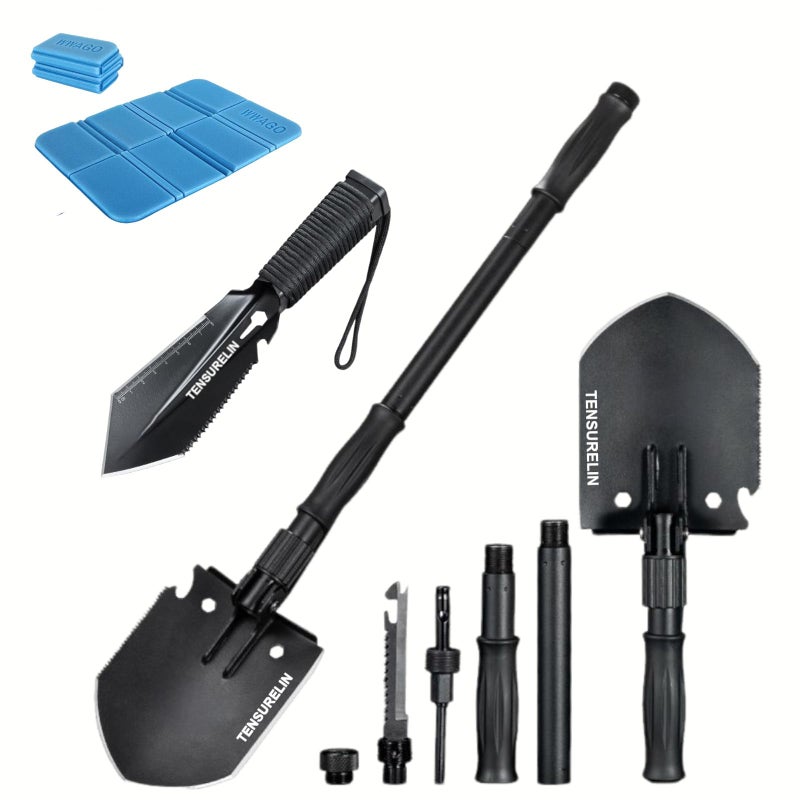 TENSURELING Survival Shovel, Folding Camping Shovel, High Carbon Steel Military Tactical Trench Spade with Pickaxe, Multitool Entrenching Tool for Off Road, Gardening, Metal-Detecting, Digging - Image 1