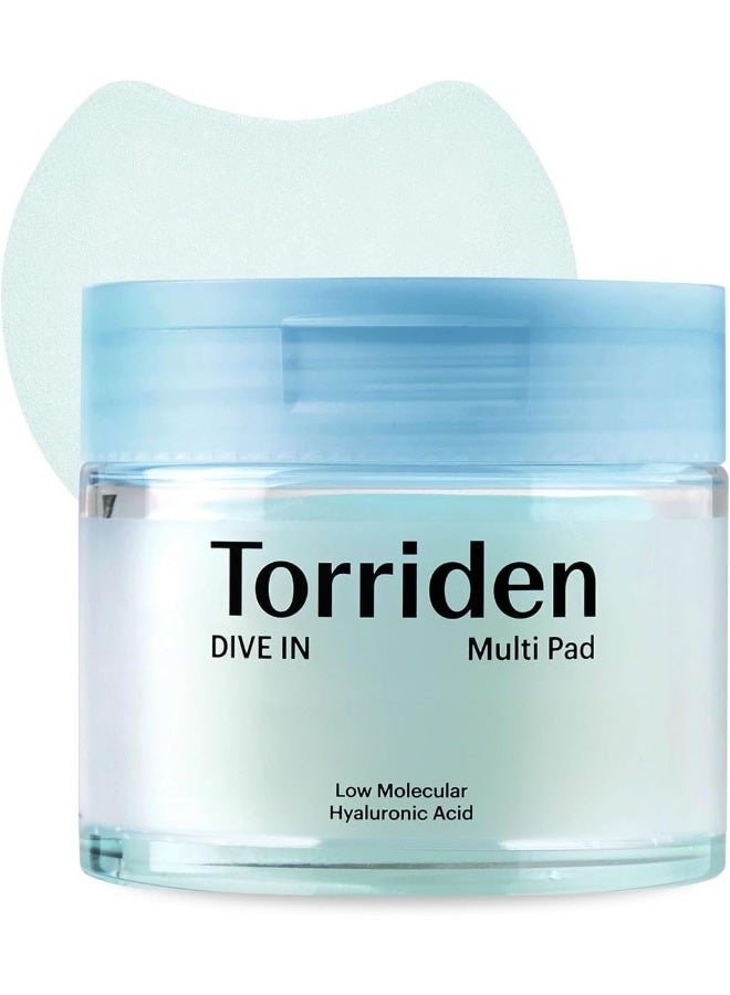 Torriden Dive-In Low Molecular Hyaluronic Acid Multi Pad 160Ml — Hydrating & Cooling Toner Pads For Sensitive Skin, Vegan, Fragrance-Free, 80 Sheets - Image 1