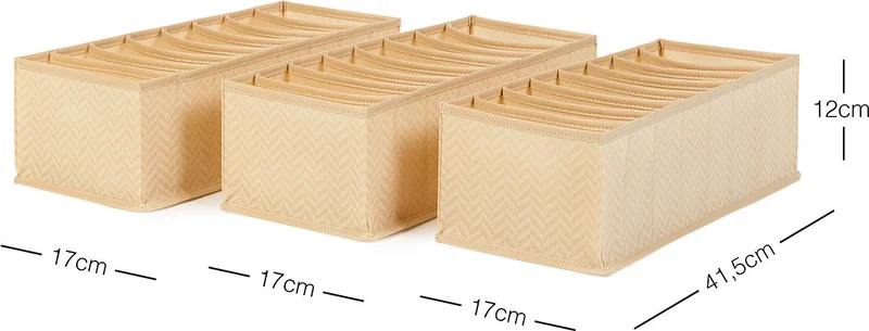 Ocean Home Textile 3 Pieces 8 Compartment Cabinet Drawer Inside Accordion Type Folding Laundry Organizer