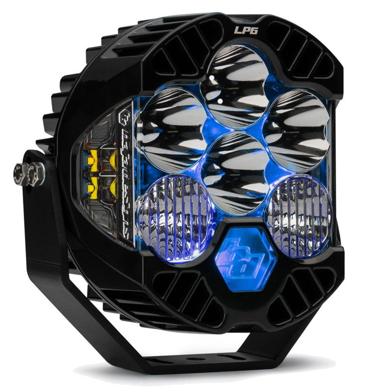 Baja Designs LP6 Pro LED Light Pod with Backlighting  Off Road Lighting for Jeep Truck Motorcycle UTV ATV Lifetime Protection Clear Driving Combo Lens Blue Backlight