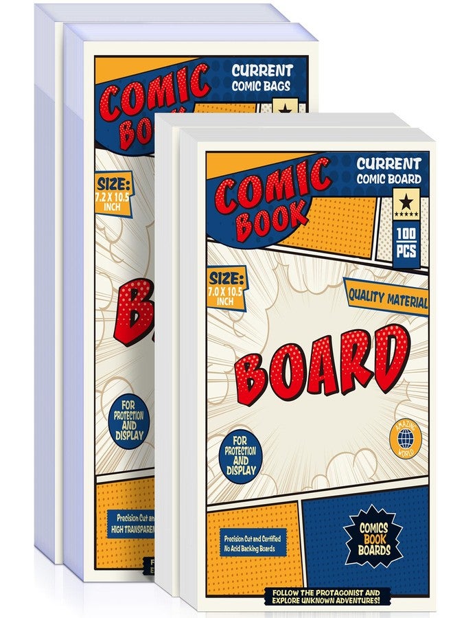 Leffis 200 Count Comic Book Current Size Bags and Boards Transparent Acid-Free and Reusable Comic Book Sleeves for Regular Comics (Bags and Boards X 200PCS) - Image 1