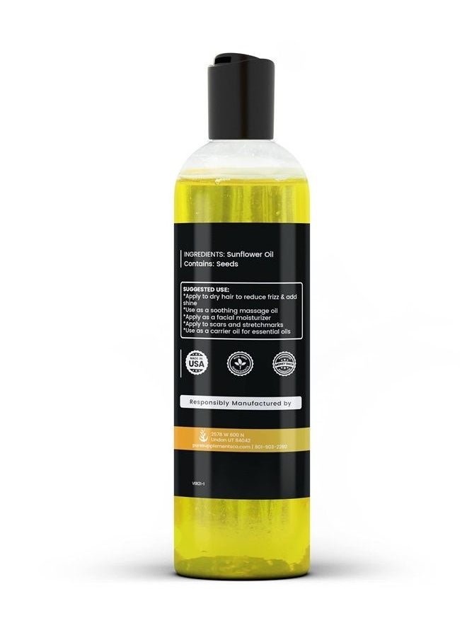 Pure Original Ingredients Sunflower Seed Oil (4 fl oz) Vegan & Non-GMO, Clear Bottle with Push Open Dispensing Cap