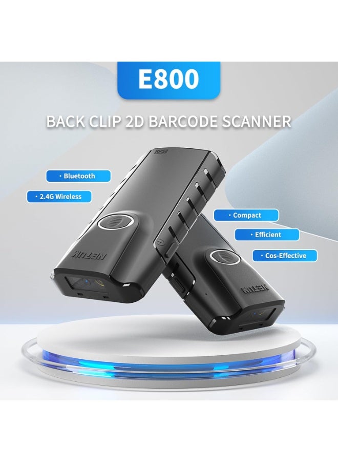 NETUM Bluetooth 2D Barcode Scanner, 3-in-1 Small Portable QR Bar Code Reader Automatic Wireless Gun Scan Back Clip Work with Tablet iOS Android Windows MacOS for Warehouse Inventory POS (2D - E800) - Image 2