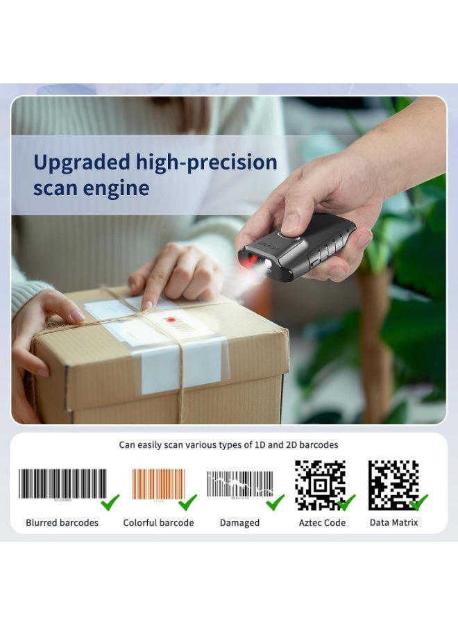 NETUM Bluetooth 2D Barcode Scanner, 3-in-1 Small Portable QR Bar Code Reader Automatic Wireless Gun Scan Back Clip Work with Tablet iOS Android Windows MacOS for Warehouse Inventory POS (2D - E800) - Image 5
