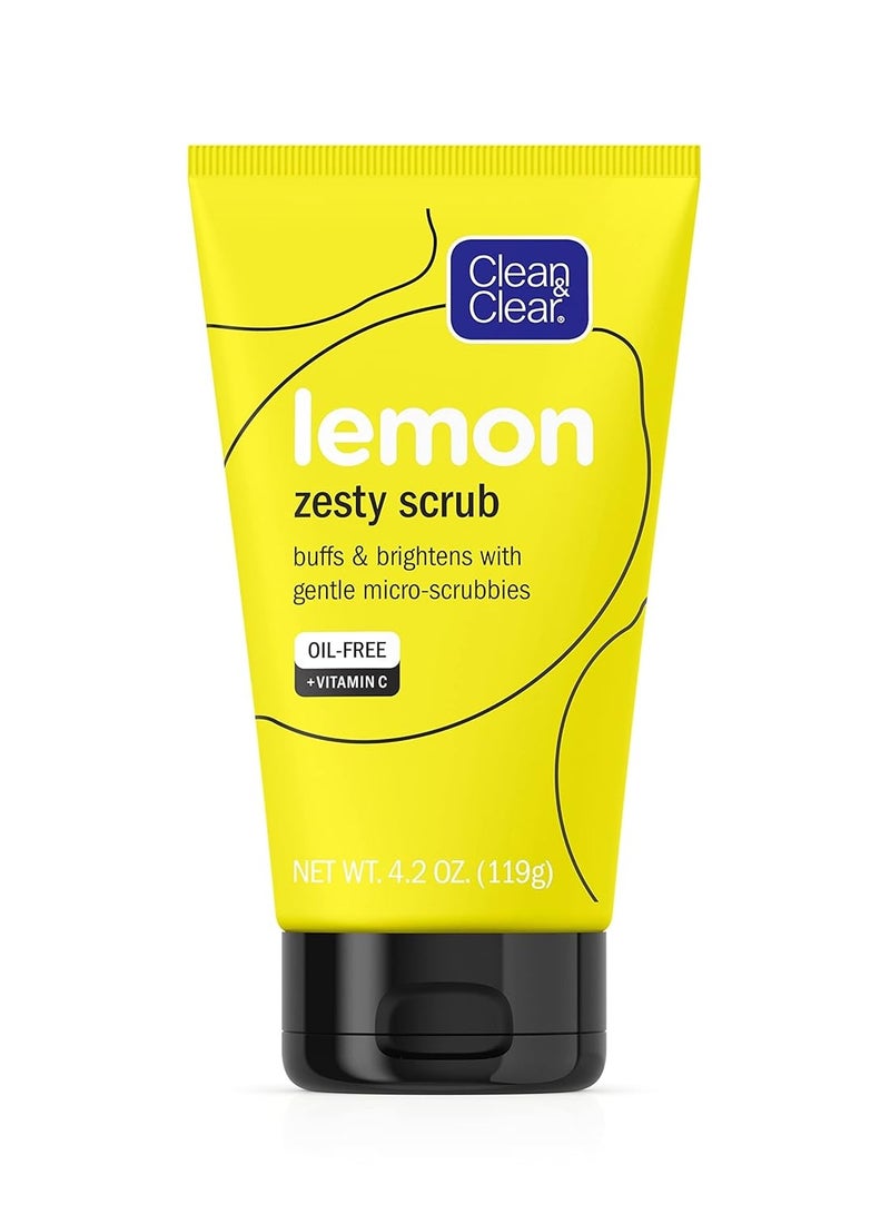 Clean & Clear Lemon Zesty Brightening Facial Scrub, Vitamin C, Lemon Extract & Gentle Micro-Scrubbies to Buff & Brighten Skin & Reduce Shine, Oil-Free Daily Face Cleansing Scrub, 4.2 Oz - Image 1