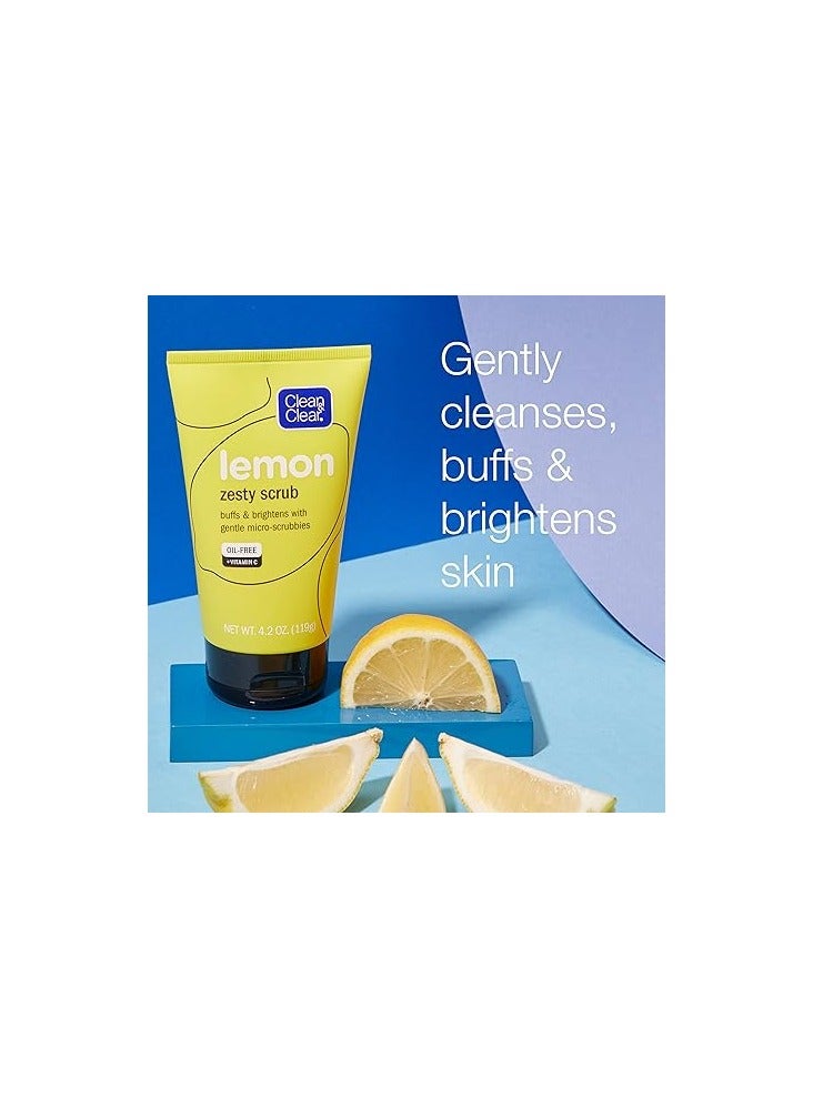 Clean & Clear Lemon Zesty Brightening Facial Scrub, Vitamin C, Lemon Extract & Gentle Micro-Scrubbies to Buff & Brighten Skin & Reduce Shine, Oil-Free Daily Face Cleansing Scrub, 4.2 Oz - Image 5