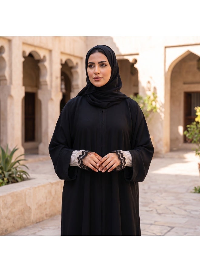 بيكاوفيا أساور أكمام مزيفة مزخرفة بحواف دانتيل من بيكوفيا، زوج واحد من الكشكشة المرنة للمعصم مع حواف دانتيل أسود متباين لتنسيق العبايات - أبيض (مقاس واحد) - Image 5