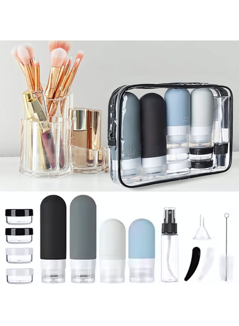 16 Pack Travel Bottles for Toiletries, Silicone Travel Containers jar for Toiletries, Leak Proof Refillable Liquid Shampoo And Conditioner Travel Essentials Toiletry Bottles - Image 1