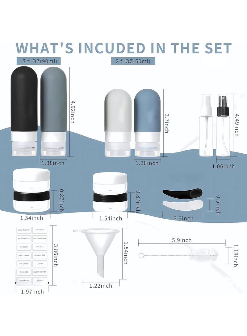 16 Pack Travel Bottles for Toiletries, Silicone Travel Containers jar for Toiletries, Leak Proof Refillable Liquid Shampoo And Conditioner Travel Essentials Toiletry Bottles - Image 2