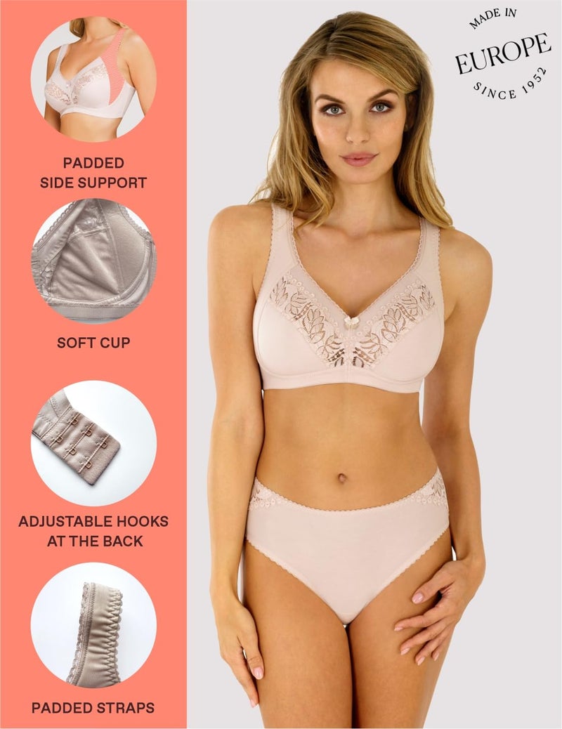 Rosme Womens Wireless Bra, Collection Galla, Beige, Size 48C - Image 3