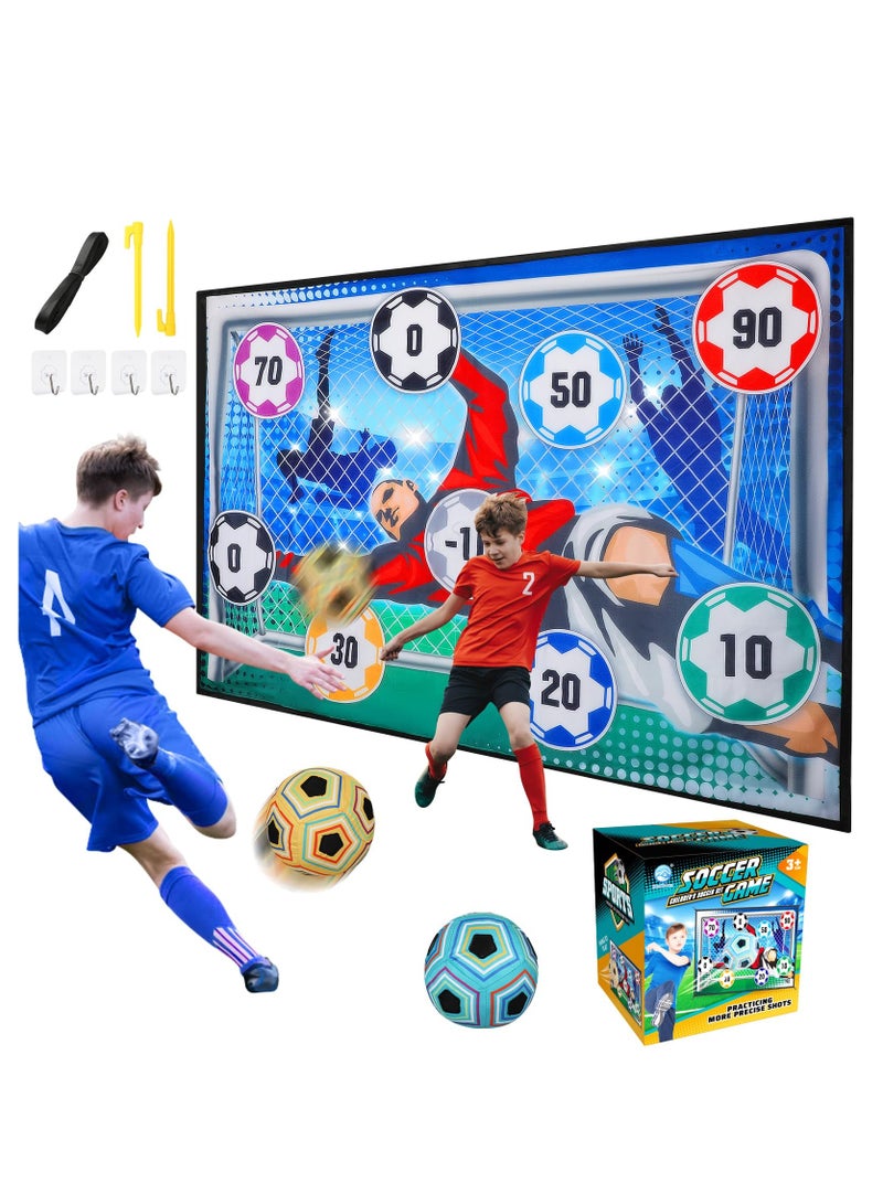 KASTWAVE Soccer Ball Game Set for Kids, Indoor Outdoor Backyard Toss Soccer Goal Game with Velcro Balls, Foldable Flannel Goals, Toddlers Gift for 3 4 5 6 7 8 Year Old Boy Toys Birthday - Image 1