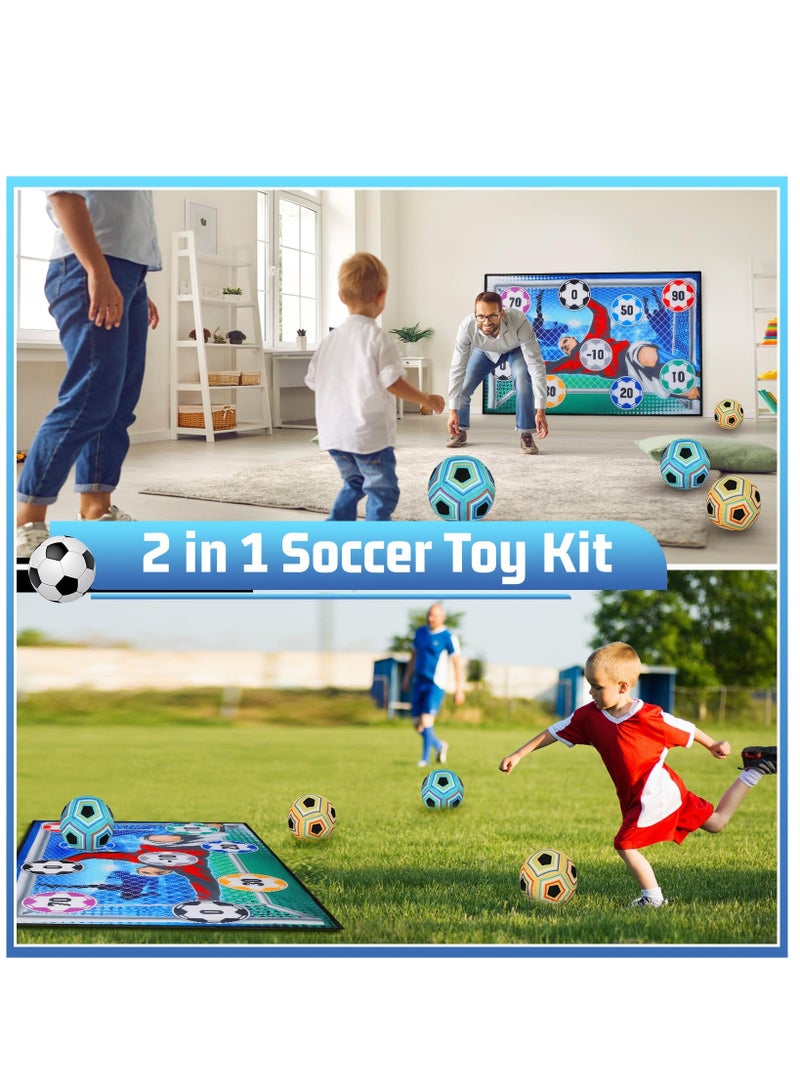 KASTWAVE Soccer Ball Game Set for Kids, Indoor Outdoor Backyard Toss Soccer Goal Game with Velcro Balls, Foldable Flannel Goals, Toddlers Gift for 3 4 5 6 7 8 Year Old Boy Toys Birthday - Image 4