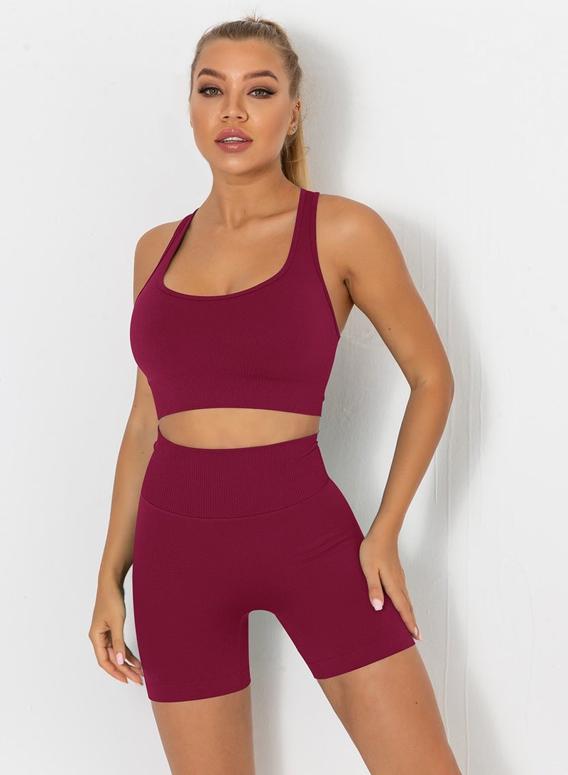 Loquat Yoga Tight Fitting Stretch Soft Sets Red - Image 2