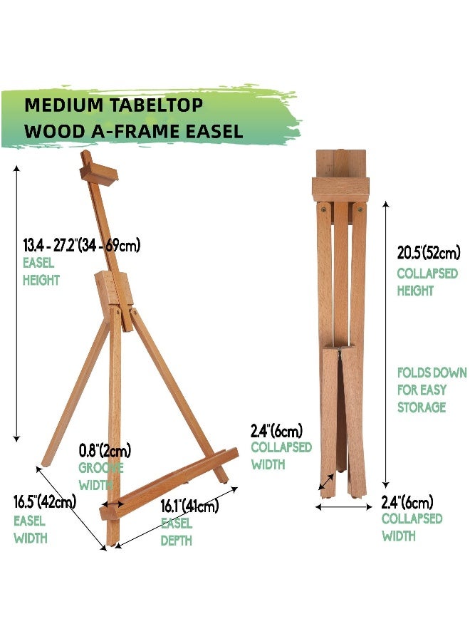 Wooden Easel, Adjustable Beechwood Tripod Display Stand, 31inches High Tabletop Wood Folding Easel, Portable Table Desktop Painting Display Stand, Holds Up to 27inches Canvas  - Image 4