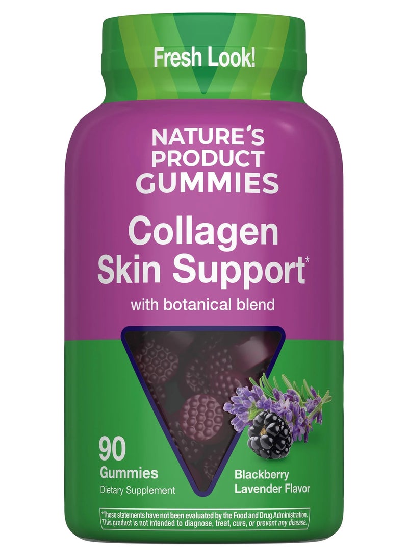 Collagen Skin Support Gummies with Botanical Blend Blackberry Lavender Flavor 90 Gummies - Skin Elasticity and Hydration Support