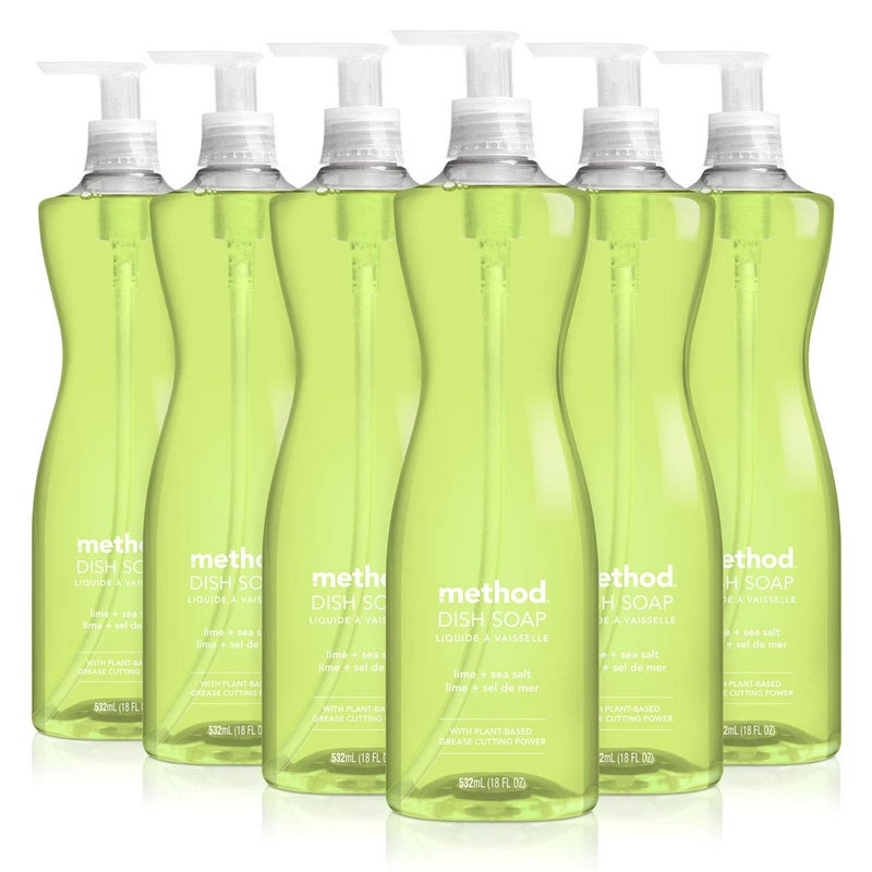 Method Gel Dish Soap Lime Sea Salt Biodegradable Formula Tough on Grease 18 Fl Oz Pack of 6