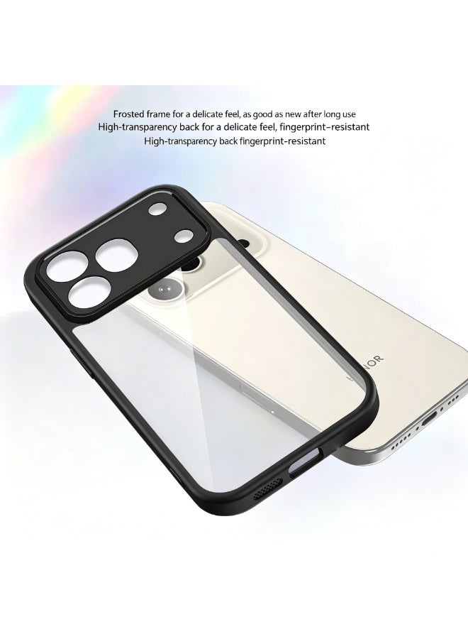 Yunpy Case for Honor 600 Pro, Clear Transparent Phone Cover with Full Camera Protection, Black Frame Shockproof Anti-Scratch Hard PC Back + Soft TPU Bumper Protective Case - Image 2