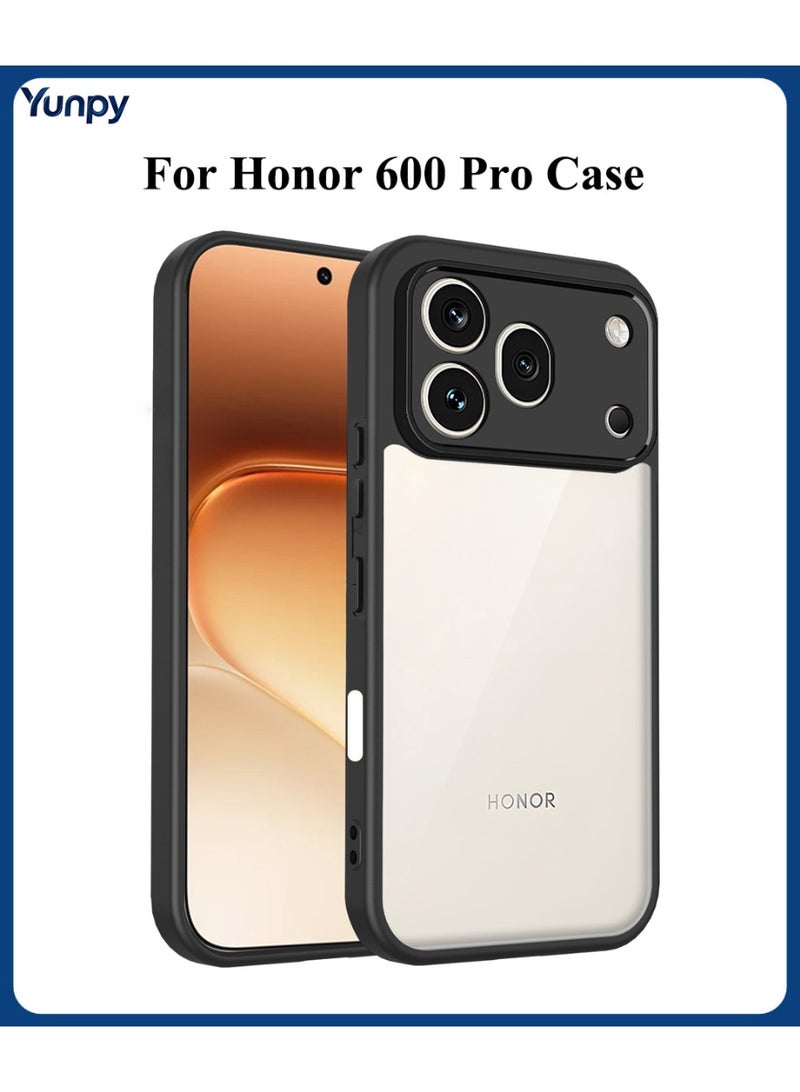 Yunpy Case for Honor 600 Pro, Clear Transparent Phone Cover with Full Camera Protection, Black Frame Shockproof Anti-Scratch Hard PC Back + Soft TPU Bumper Protective Case - Image 1