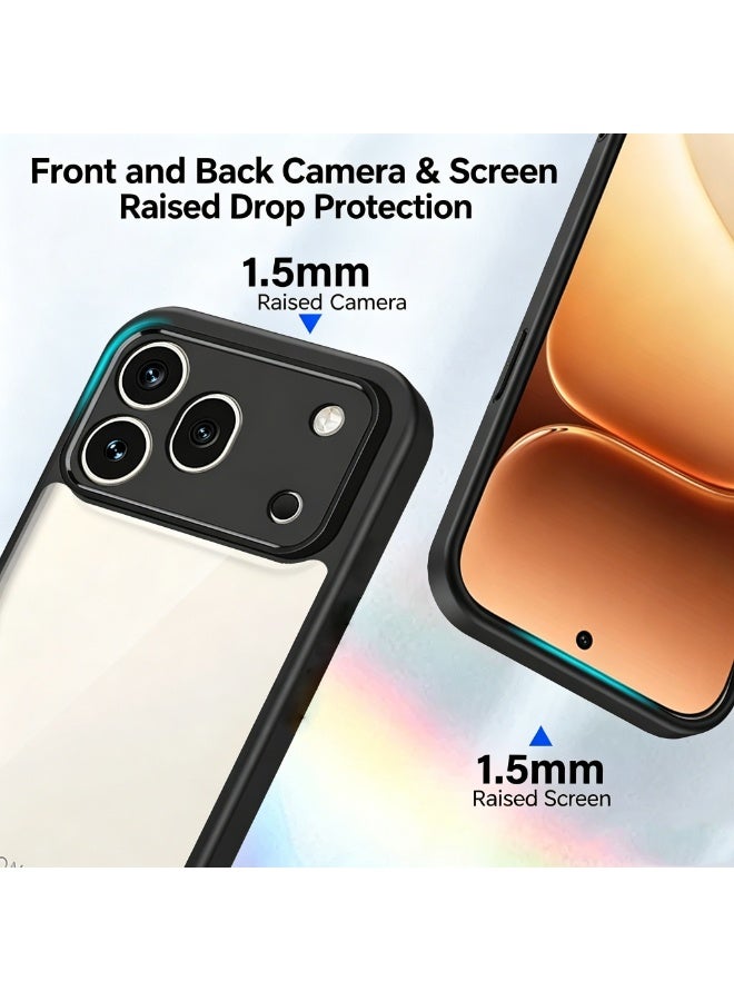 Yunpy Case for Honor 600 Pro, Clear Transparent Phone Cover with Full Camera Protection, Black Frame Shockproof Anti-Scratch Hard PC Back + Soft TPU Bumper Protective Case - Image 3