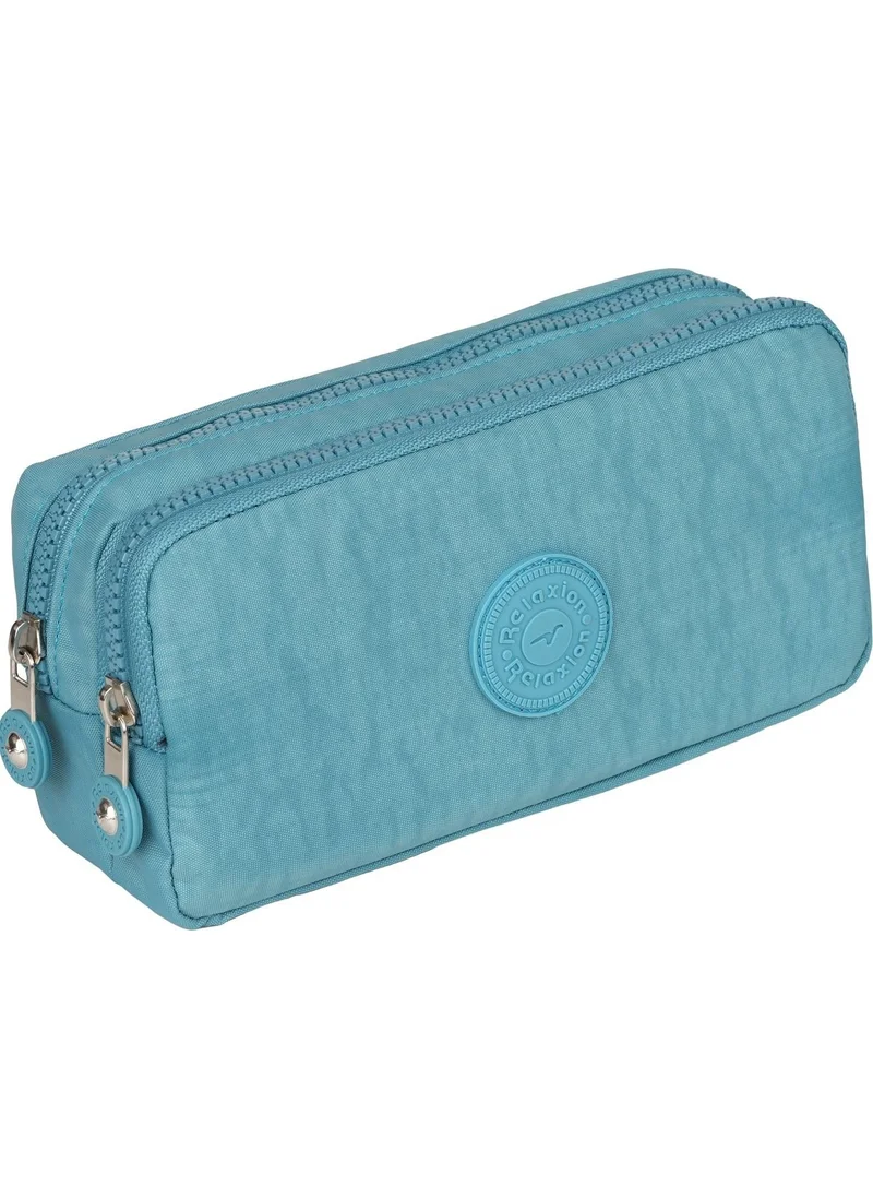 ريلاكسن RLX-124 Double-Eyed Clinker Fabric Pencil Case Light Blue