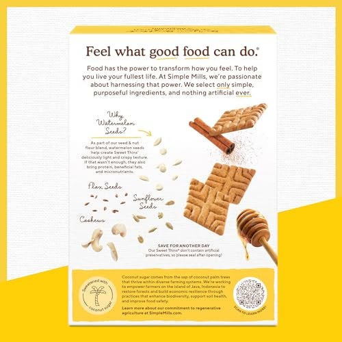 Simple Mills Honey Cinnamon Seed & Nut Flour Sweet Thins, Paleo Friendly & Delicious Sweet Thin Cookies, Good for Snacks, Nutrient Dense, 4.25 oz, 3 Count - Image 5