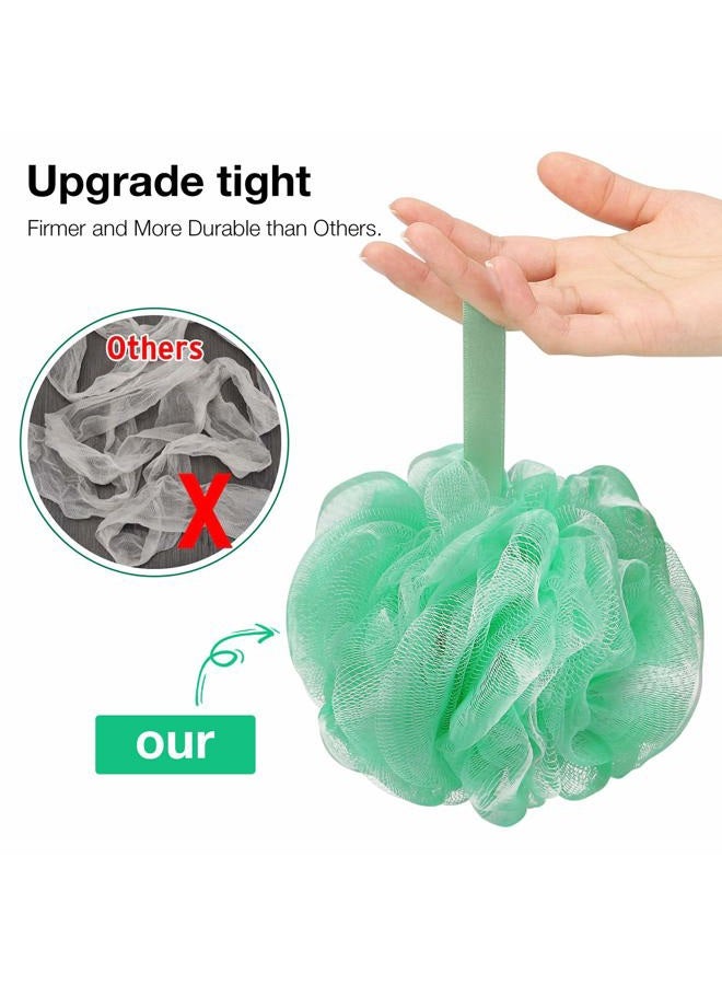 DadyMart Bath Shower Loofah Sponge 60g Bath Mesh Pouf Shower Ball Body Scrubber Exfoliating Bath Sponge for Women and Men, Set of 4, White Grey-Pink-Army Green-Green - Image 3