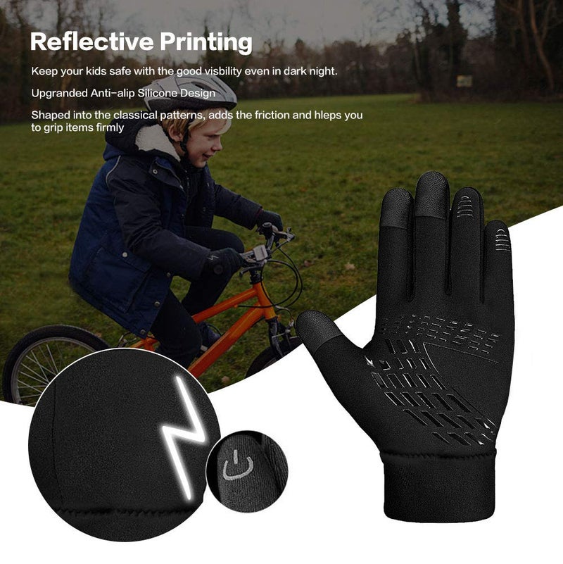 YukiniYa Kids Winter Gloves Back Water Repellent Touchscreen Warm Fleece Anti-Slip for Boys Girls 3-15 Years - Image 5