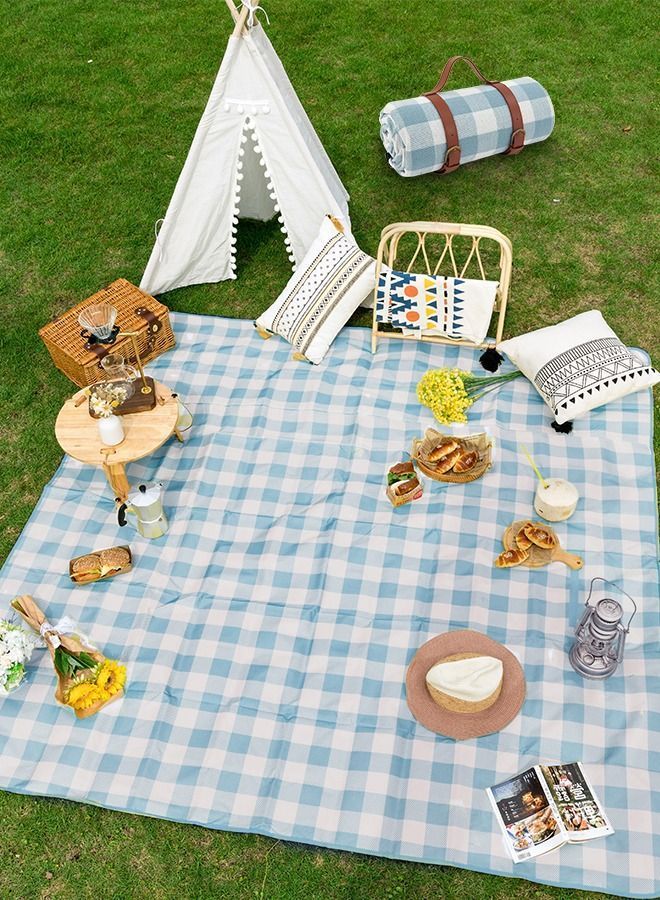 NIBEMINENT Picnic Blanket Portable Foldable and Waterproof with Carry Strap 200 * 200cm - Image 2
