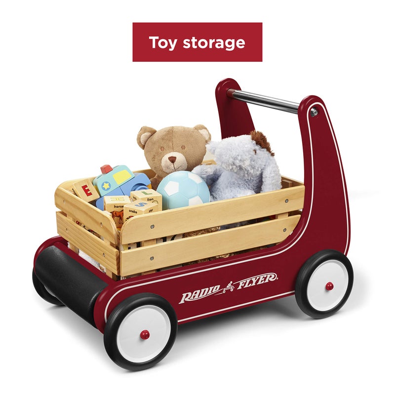 Radio Flyer Classic Walker Wagon, Red, for Kids 1-4 Years Old, Resistance Clickers to Control Speed, Baby Push Walker with Furniture Bumper, for Indoor Play - Image 2