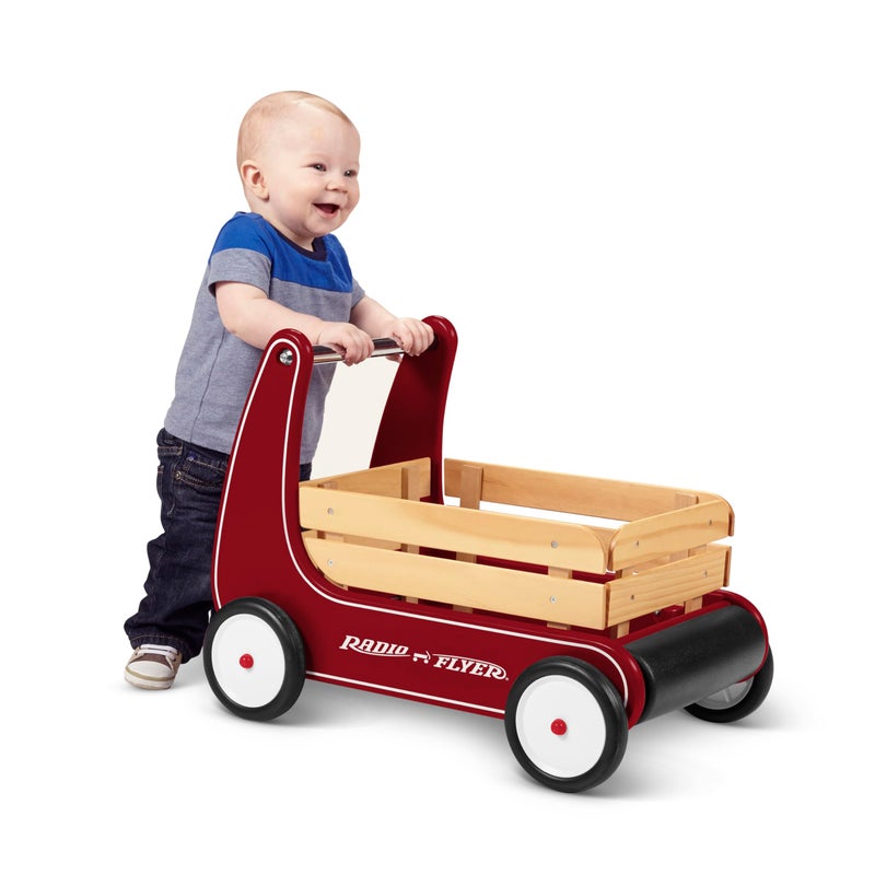 Radio Flyer Classic Walker Wagon, Red, for Kids 1-4 Years Old, Resistance Clickers to Control Speed, Baby Push Walker with Furniture Bumper, for Indoor Play - Image 1