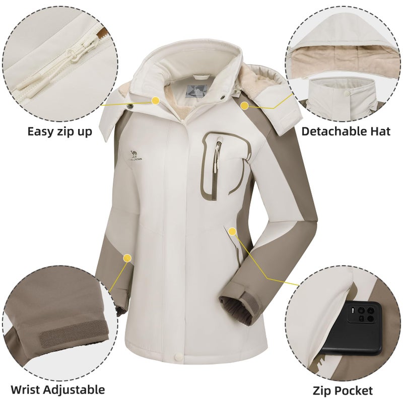 CAMEL CROWN Women's Ski Jacket Winter Snow Coat Warm Fleece Mountain Waterproof Female Jacket Snowboarding jackets - Image 4
