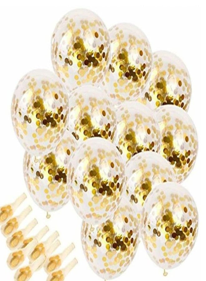 AMFIN® (Pack of 20) Transparent Balloons Bouquet Combo with Re Filled Gold Confetti & Ribbons for Anniversary, Birthday, Baby Shower, Valentine Day Party Decoration Balloon - Gold - Image 4