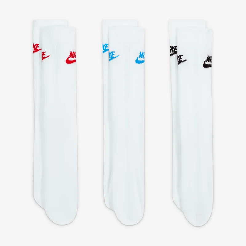 Nike White Sportswear Everyday Essential Crew Socks (3 Pairs)  | Best Price UAE