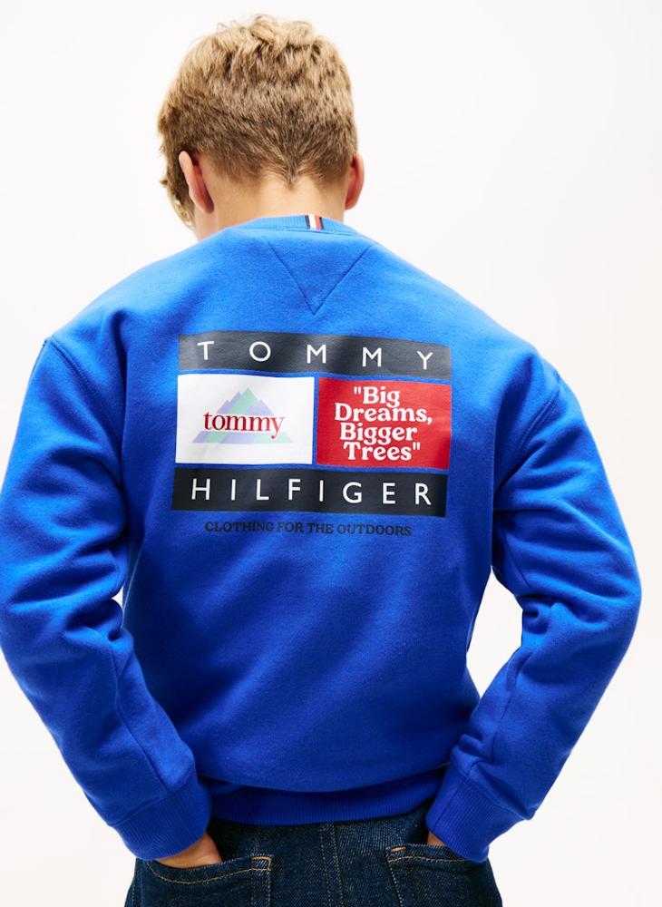 تومي هيلفيغر سويت شيرت بياقة دائرية بطبعات متعددة للشباب - Image 3