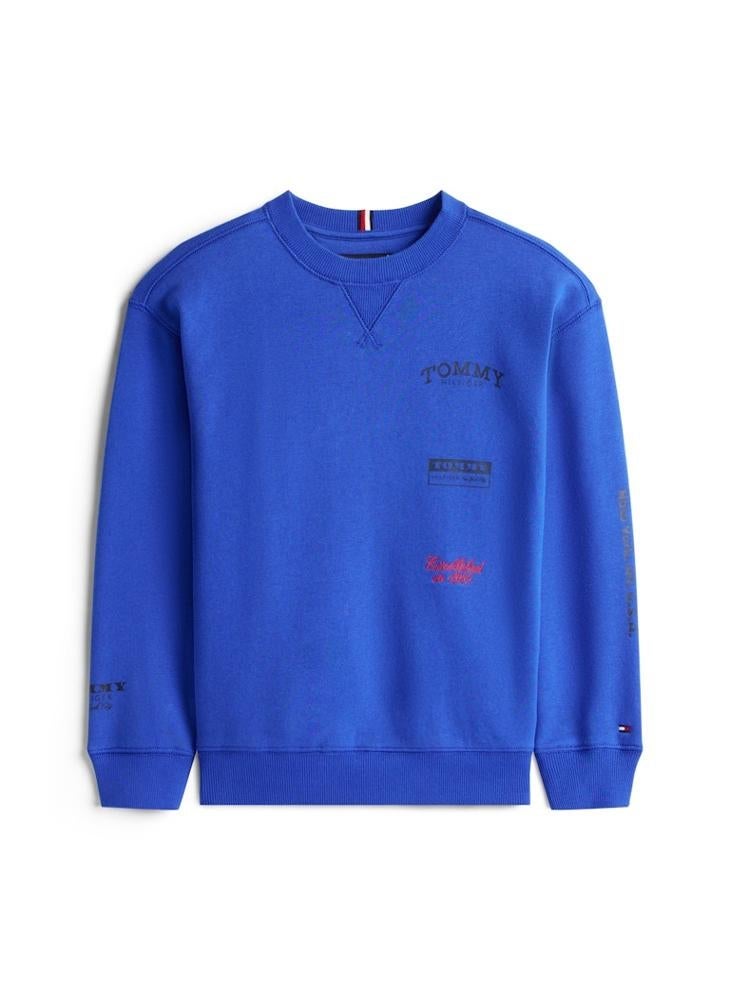 تومي هيلفيغر سويت شيرت بياقة دائرية بطبعات متعددة للشباب - Image 5