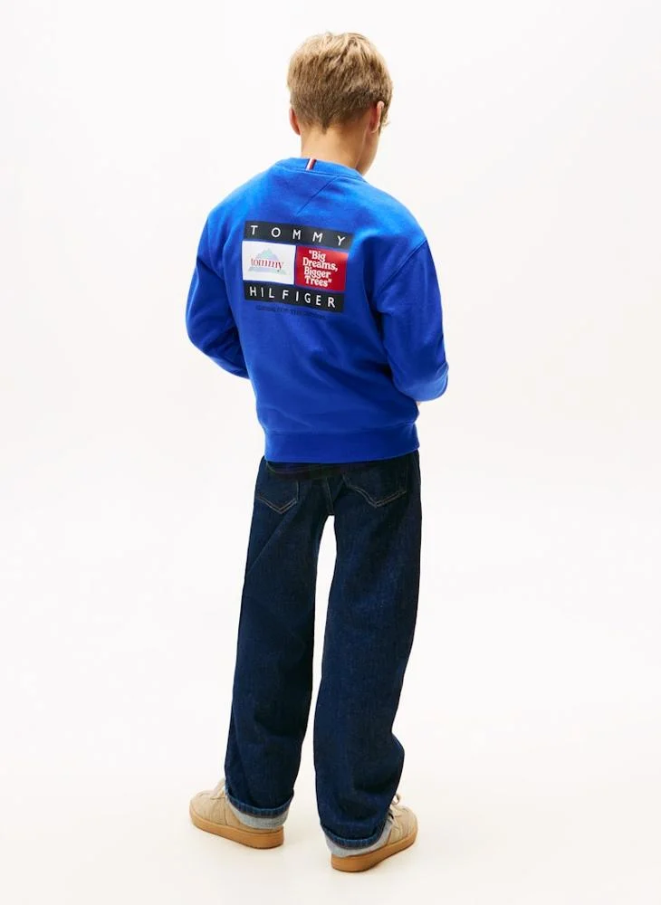 TOMMY HILFIGER Youth Multi Print Crew Neck Sweatshirt