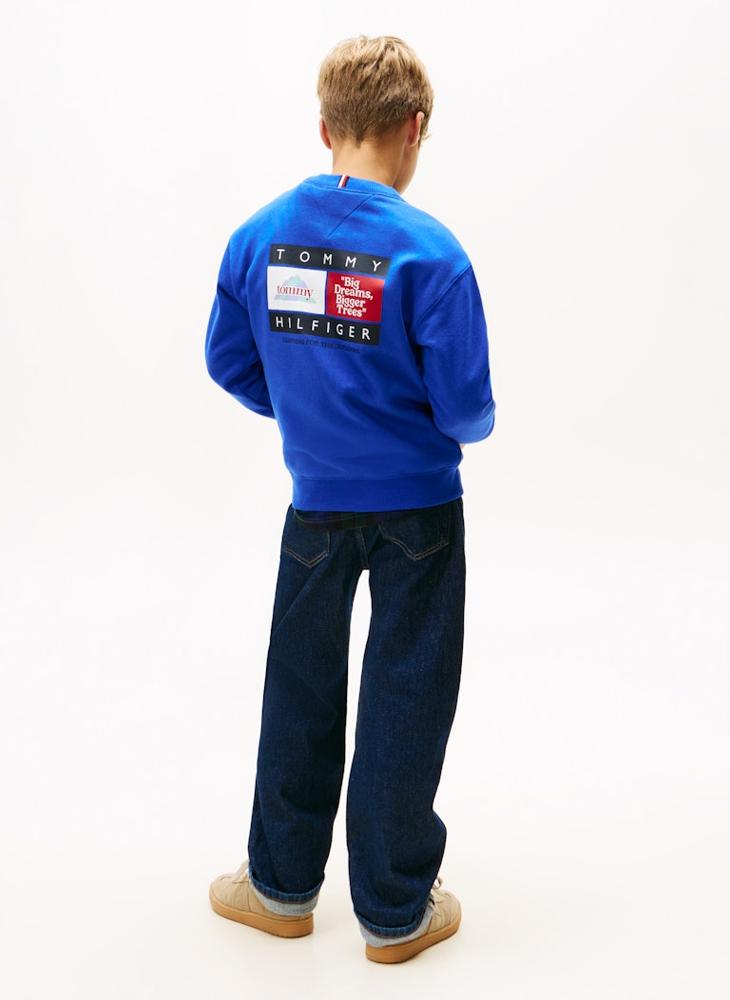 تومي هيلفيغر سويت شيرت بياقة دائرية بطبعات متعددة للشباب - Image 2