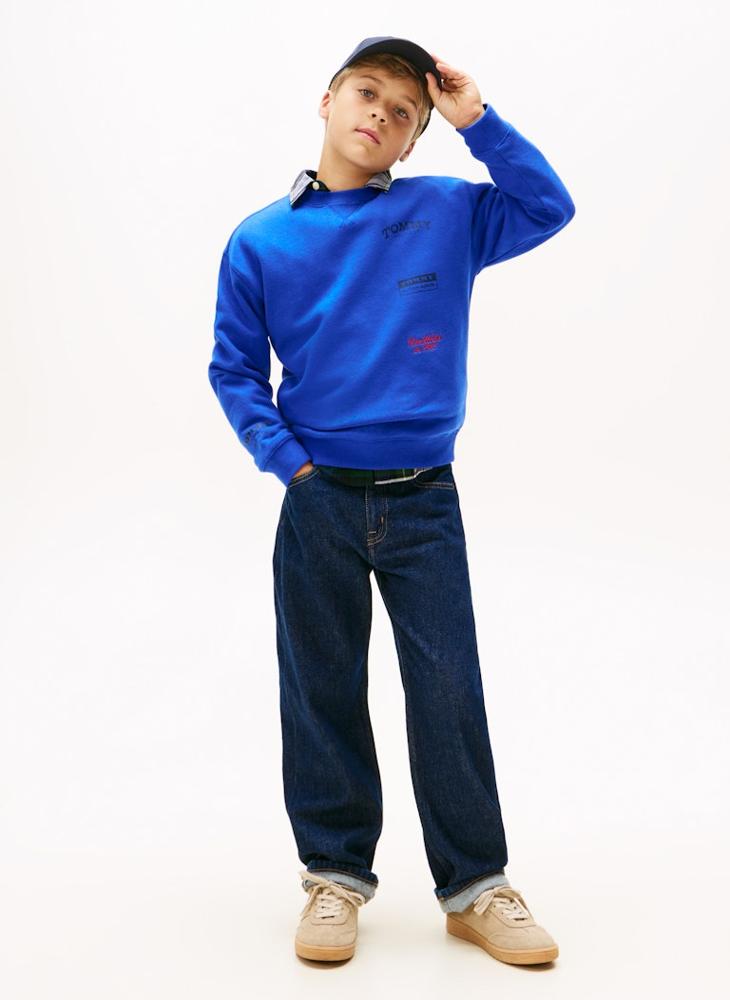 تومي هيلفيغر سويت شيرت بياقة دائرية بطبعات متعددة للشباب - Image 4