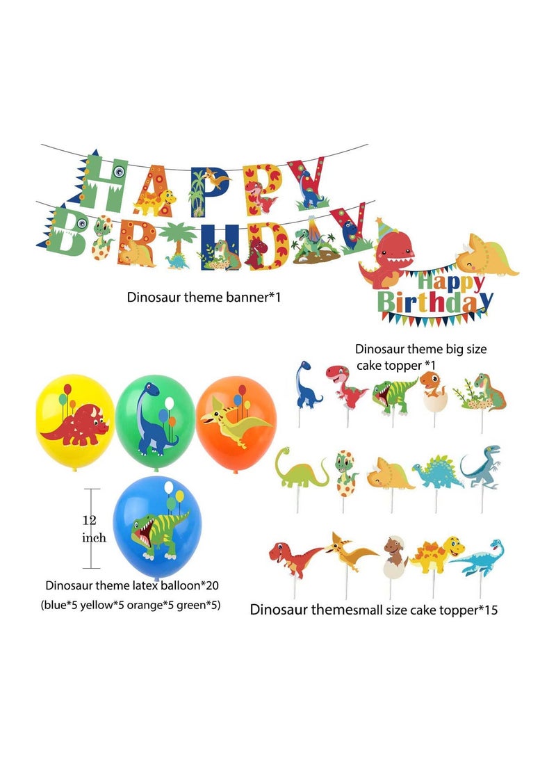 SYOSI - Dinosaur Birthday Party Decoration Set Balloons Banner Supplies for Boys Men Kids Happy Decor Suit For Baby Shower Decorations - Image 1