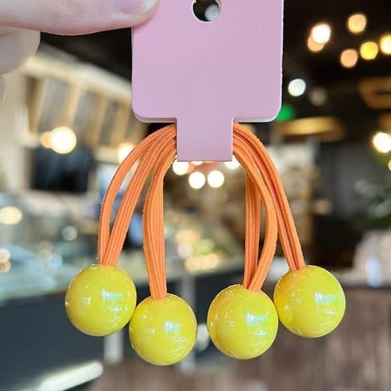 Korean Kids Candy Color Hair Ties Elastic Ponytail Bands Yellow One