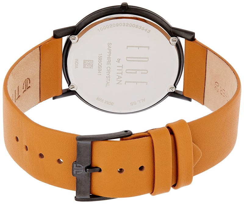 Edge Titan Edge Quartz Analog Beige Dial Tan Leather Strap Watch for Men - NT1595QL01 - Image 2