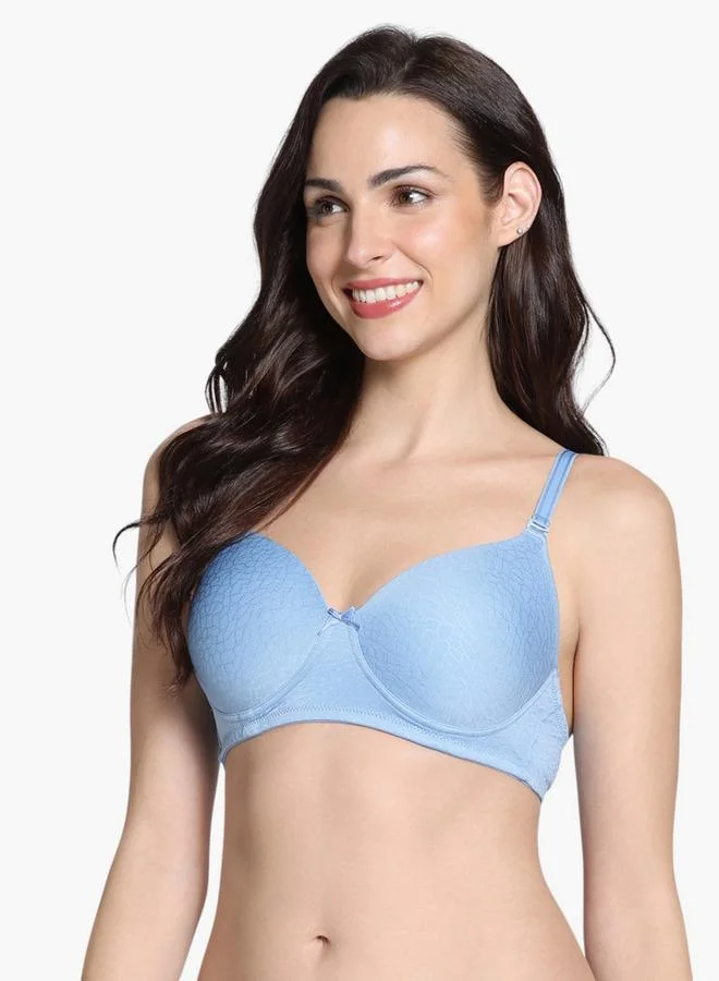 zivame Zivame Textured Demi Bra with Hook and Eye Closure