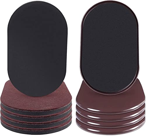 Ezprotekt 8 Pack Reusable Large Furniture Movers Sliders for Carpet and Hardwood Floors 912 x 534 Oval Heavy Duty 4 Pcs Felt Sliders Hard Surfaces  4 Pcs Furniture Pad for Carpet Brown