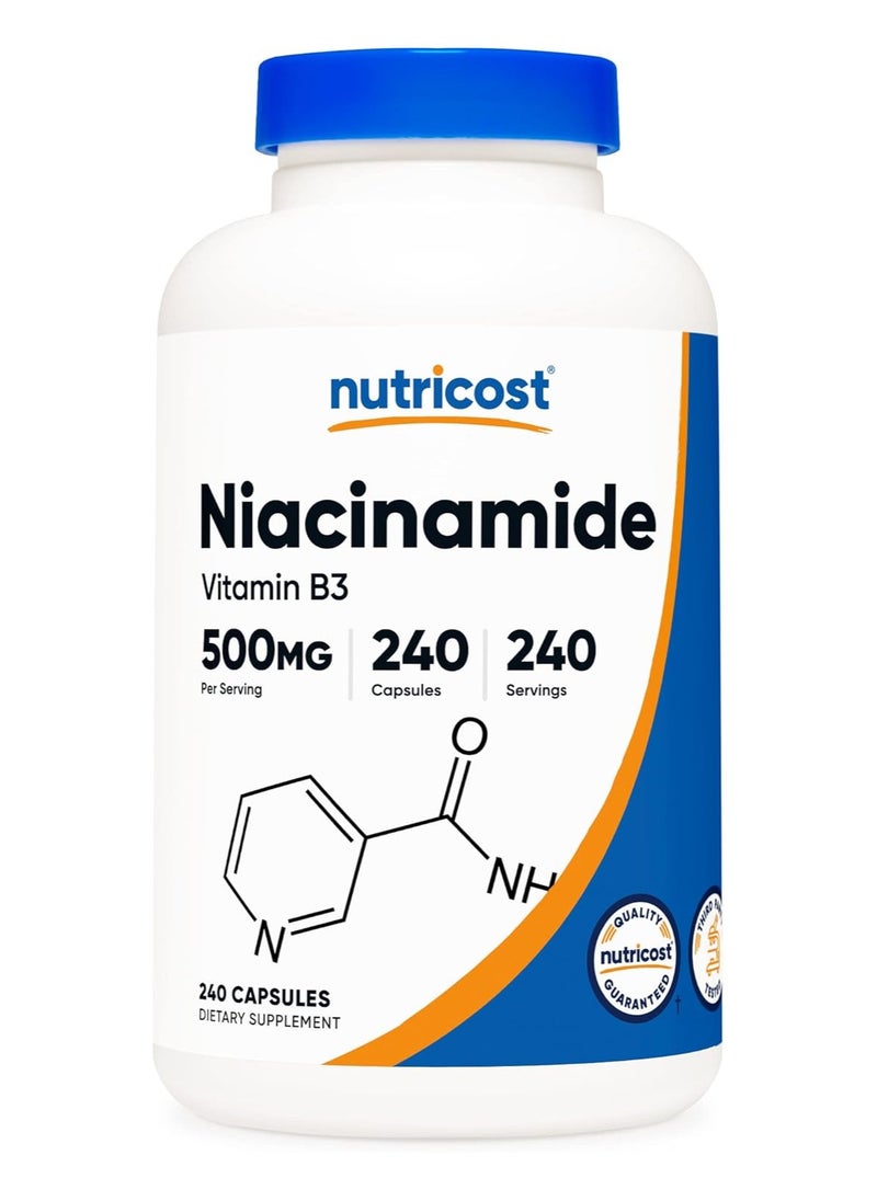 Nutricost - Nutricost Niacinamide (Vitamin B3) 500mg, 240 Capsules - Non-GMO, Gluten Free, Flush Free Vitamin B3 - Image 1