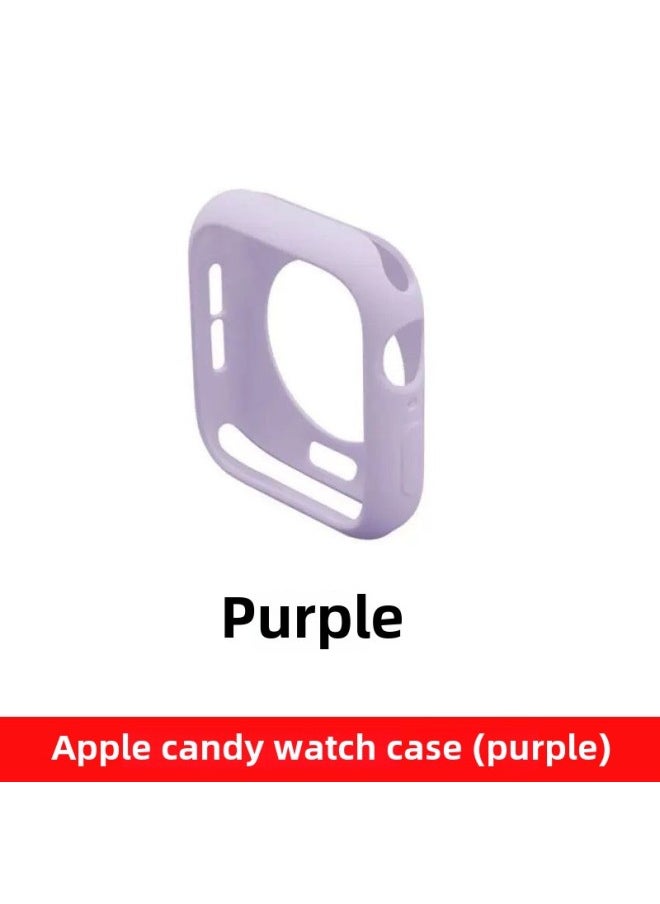 Generic - Half Pack TPU Watch Case For Apple Iwatchs10 Soft Case Ultra49mm Candy Color Frosted Protective Cover-Color:Purple-Dimensions:Candy Shell (40mm) With Packaging - Image 1