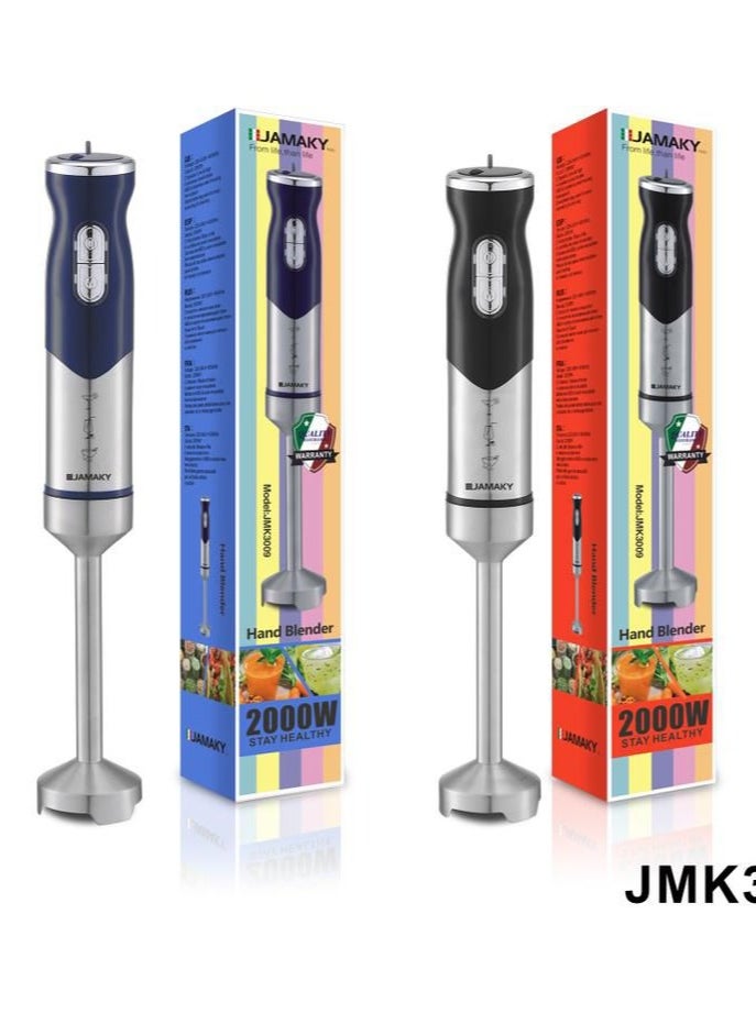 JAMAKY Italy JMK3009, anti-rust, stainless steel hand blender, 2000 watt, two speeds (Italian) 