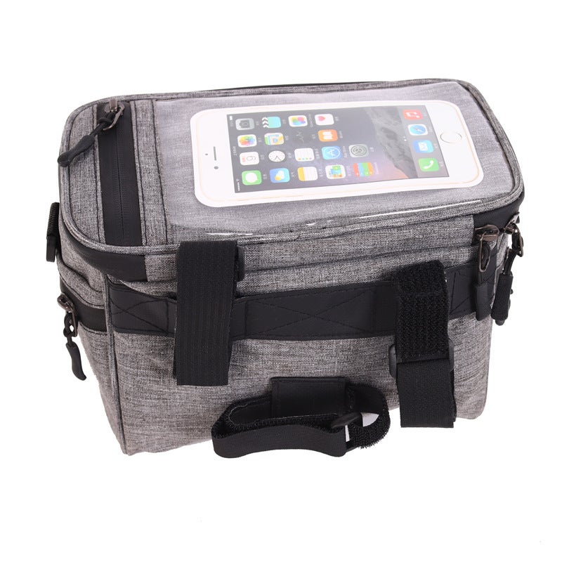 QJ Premium Canvas Bike Handlebar Bag - Large Capacity Durable Bicycle Front Storage Pouch, Multi-Functional Cycling Accessory with Shoulder Strap for Mountain Road Commuter  Bikes - Image 4