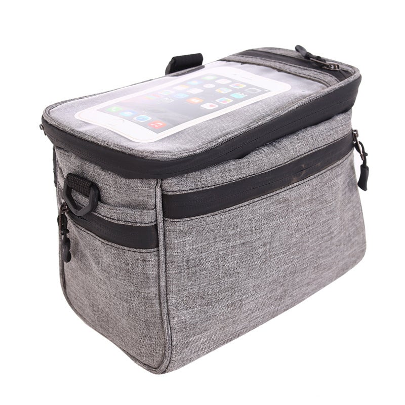 QJ Premium Canvas Bike Handlebar Bag - Large Capacity Durable Bicycle Front Storage Pouch, Multi-Functional Cycling Accessory with Shoulder Strap for Mountain Road Commuter  Bikes - Image 5